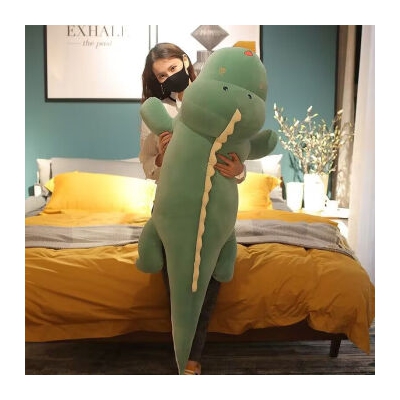 张晟凯玩具恐龙毛绒玩具长条睡觉夹腿抱枕男生款床上大号玩偶睡觉抱公仔娃娃 绿色 80厘米