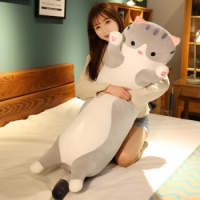 薇薇公主猫咪抱枕公仔毛绒玩具女孩陪睡长条睡觉夹腿女生圣诞礼物灰色70c...